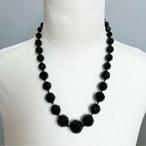 Black faceted fancy beaded necklace